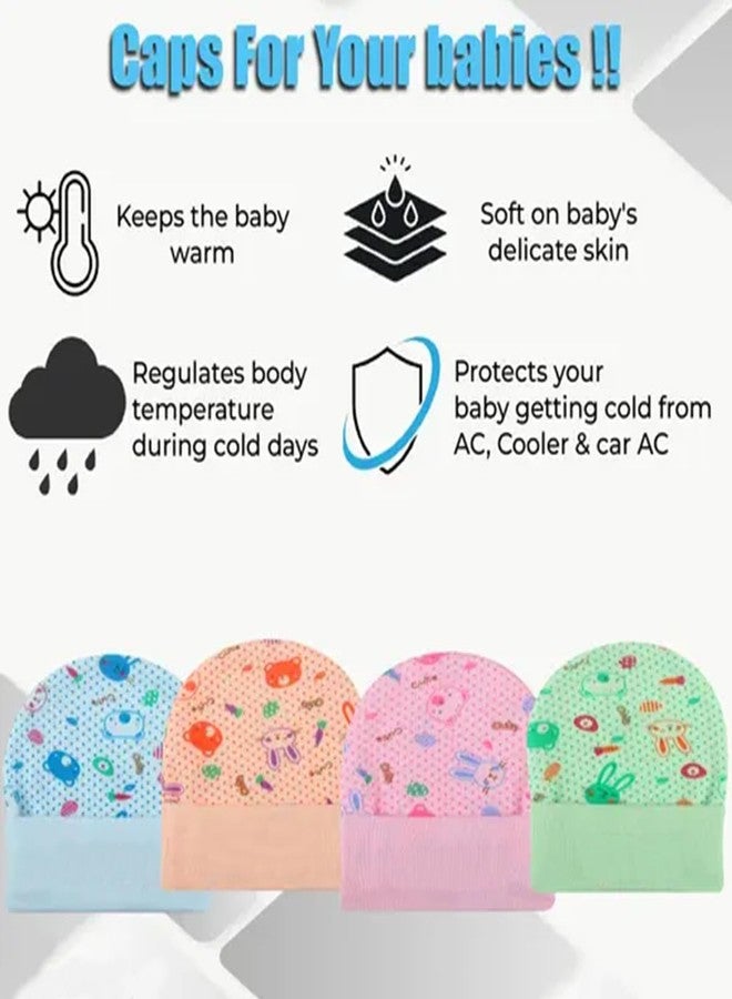 Lookool Cotton Cap for Newborn Baby Boys & Girls Unisex Baby Infant Cotton Caps for New Born Baby 6 to 18 Months Babies Toddler Topi Pack of 3 Multicolor - Image 4