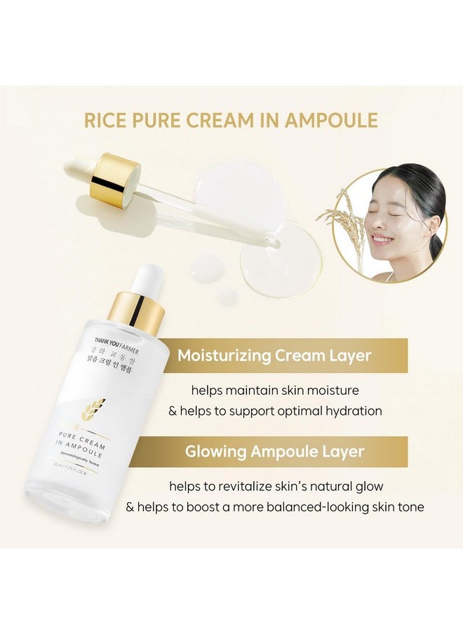 THANKYOU FARMER THANKYOU FARMER Rice Pure Cream In Ampoule, Double Layered Formula, Glass skin, Dermatologist Tested, Korean Rice Extracts, Niacinamide, Fragrance-Free, 1.75 fl.oz (50ml)  - Image 2