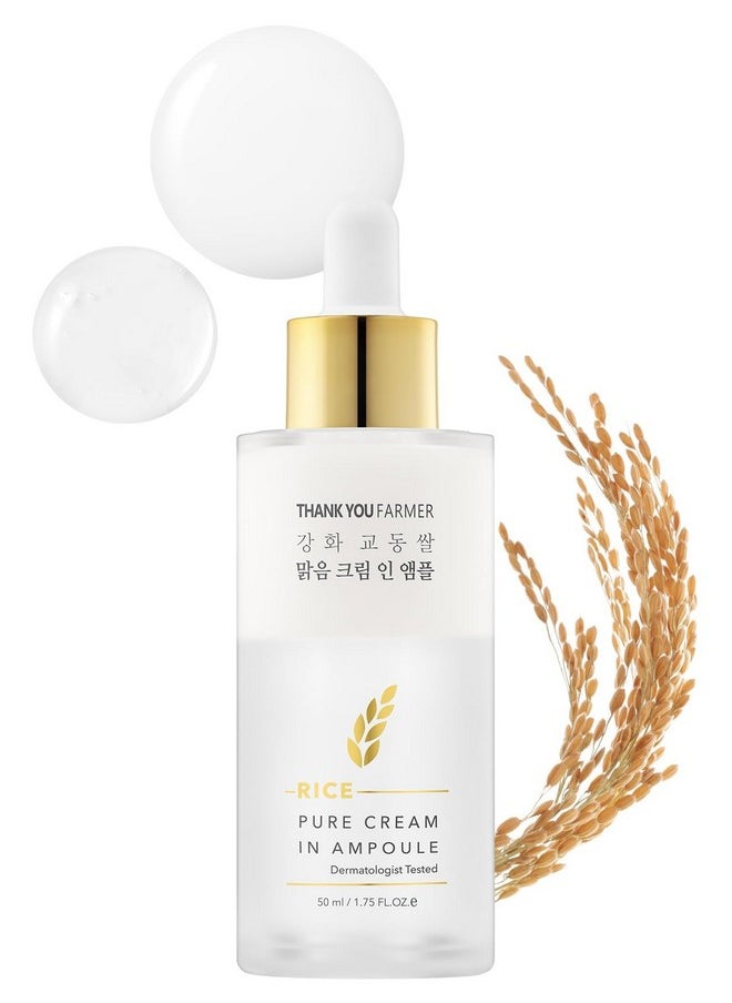 THANKYOU FARMER THANKYOU FARMER Rice Pure Cream In Ampoule, Double Layered Formula, Glass skin, Dermatologist Tested, Korean Rice Extracts, Niacinamide, Fragrance-Free, 1.75 fl.oz (50ml)  - Image 1