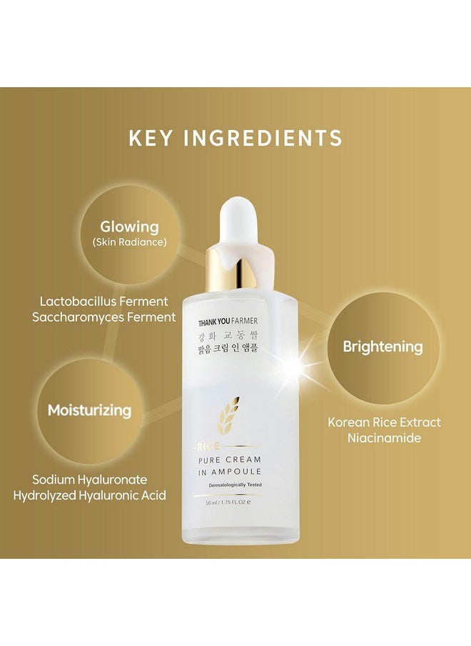 THANKYOU FARMER THANKYOU FARMER Rice Pure Cream In Ampoule, Double Layered Formula, Glass skin, Dermatologist Tested, Korean Rice Extracts, Niacinamide, Fragrance-Free, 1.75 fl.oz (50ml)  - Image 5