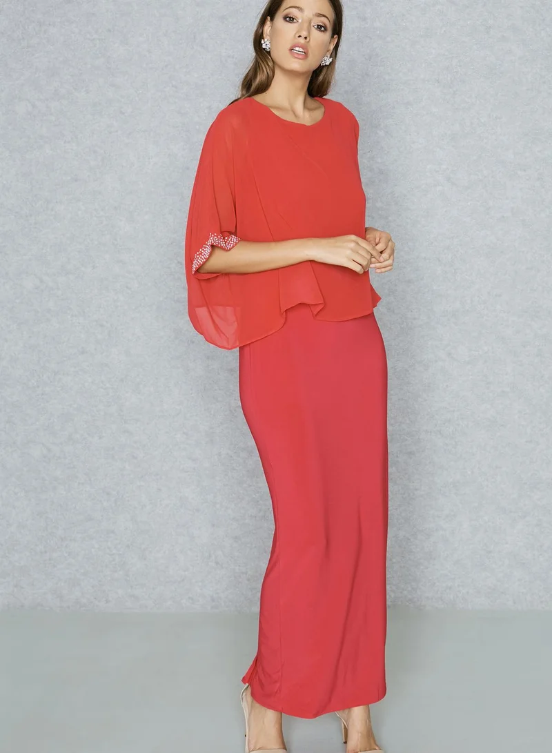 Wallis Embellished Cuff Maxi  Dress