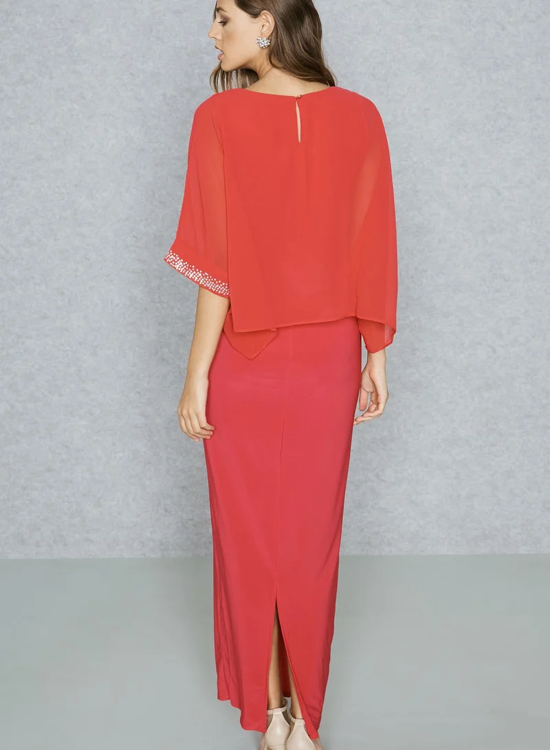 Wallis Embellished Cuff Maxi  Dress