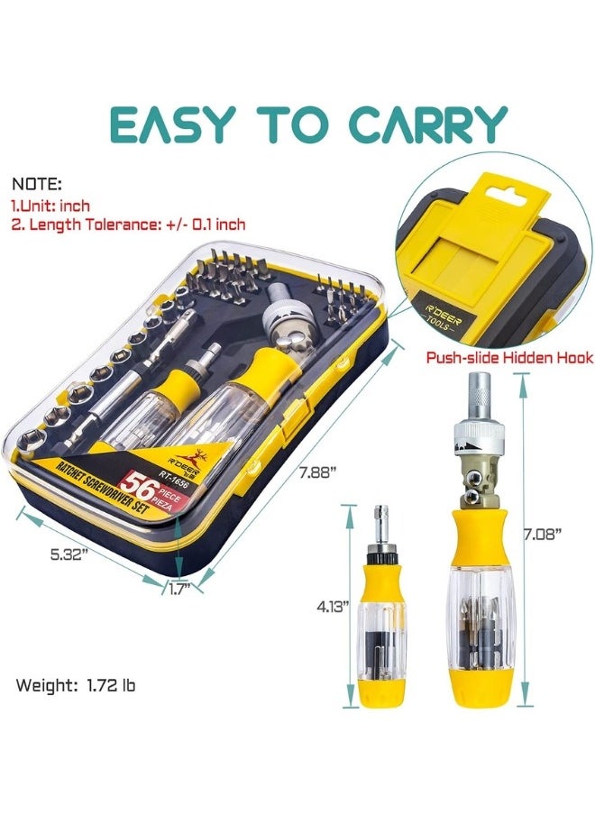 RDEER - 56 in 1 Ratchet Screwdriver Set Multi-Function Precision Nut Driver Hand Repair Tool Kit - Image 1