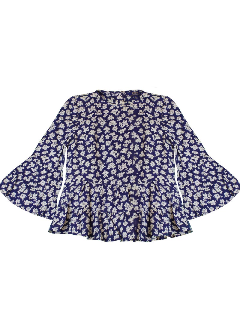 RALPH LAUREN POLO RALPH LAUREN Kids BLUE FLORAL DRESS - Size 10  - Image 2