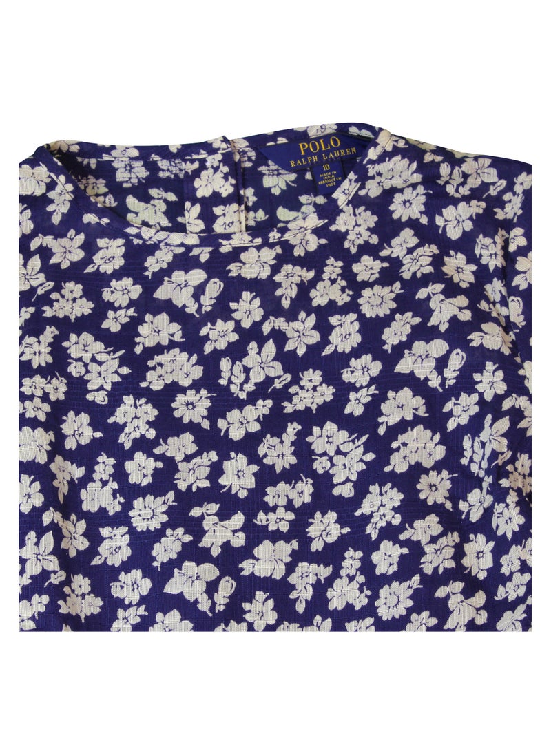 RALPH LAUREN POLO RALPH LAUREN Kids BLUE FLORAL DRESS - Size 10  - Image 4