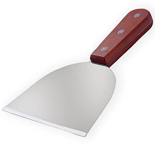 overstockedkitchen Stainless Steel Slant Grill Griddle Spatula Scraper Diner Flat Straight Blade (L) - Image 1