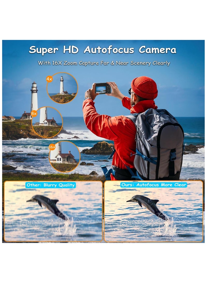 Generic 4K Digital Camera,64MP Camera for Photography and Video Autofocus Anti-Shake, 3'' Selfie Flip Vlogging Camera with Flash, 32GB Card,Front and Rear Cameras with Dial 16X Zoom - Image 4