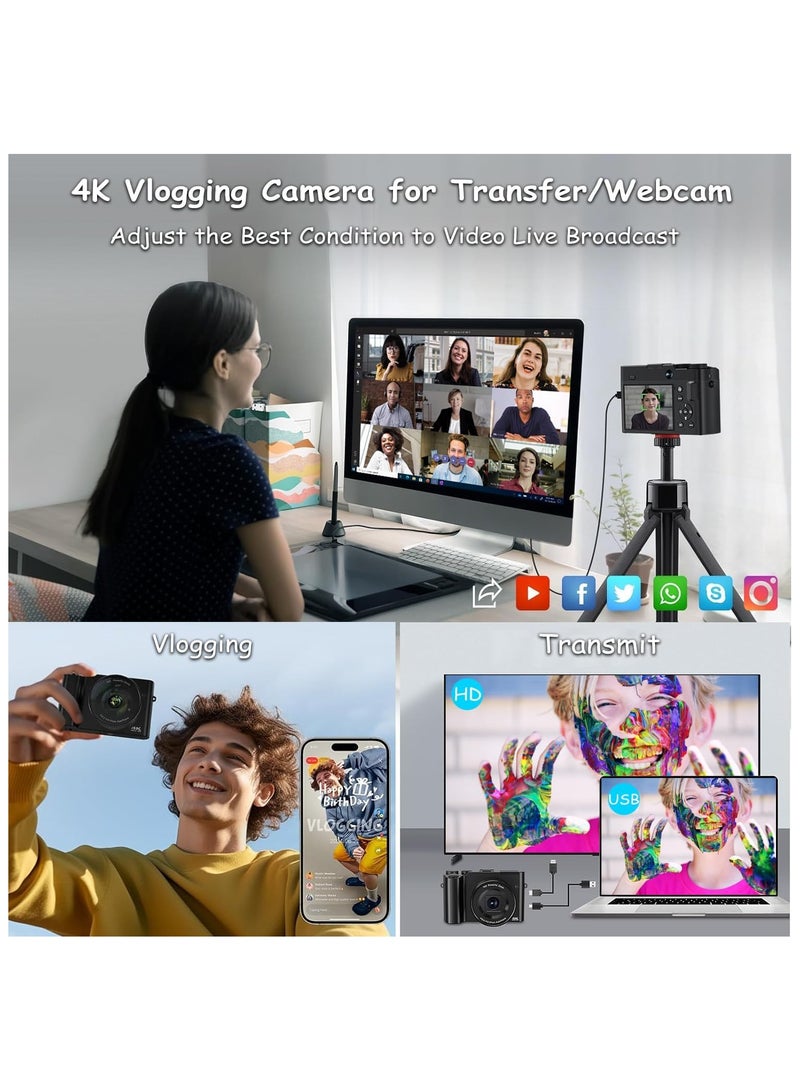 Generic 4K Digital Camera,64MP Camera for Photography and Video Autofocus Anti-Shake, 3'' Selfie Flip Vlogging Camera with Flash, 32GB Card,Front and Rear Cameras with Dial 16X Zoom - Image 5