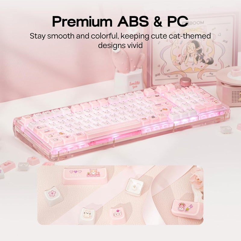 KiiBOOM Cute Cat Keycaps Set, Mao Profile, PBT/PC Keycap for MX Switches Mechanical Keyboard, Compatible with 60%, 65%, 75%, TKL, 96%, Full-Sized Layout (Mewsic) - Image 3