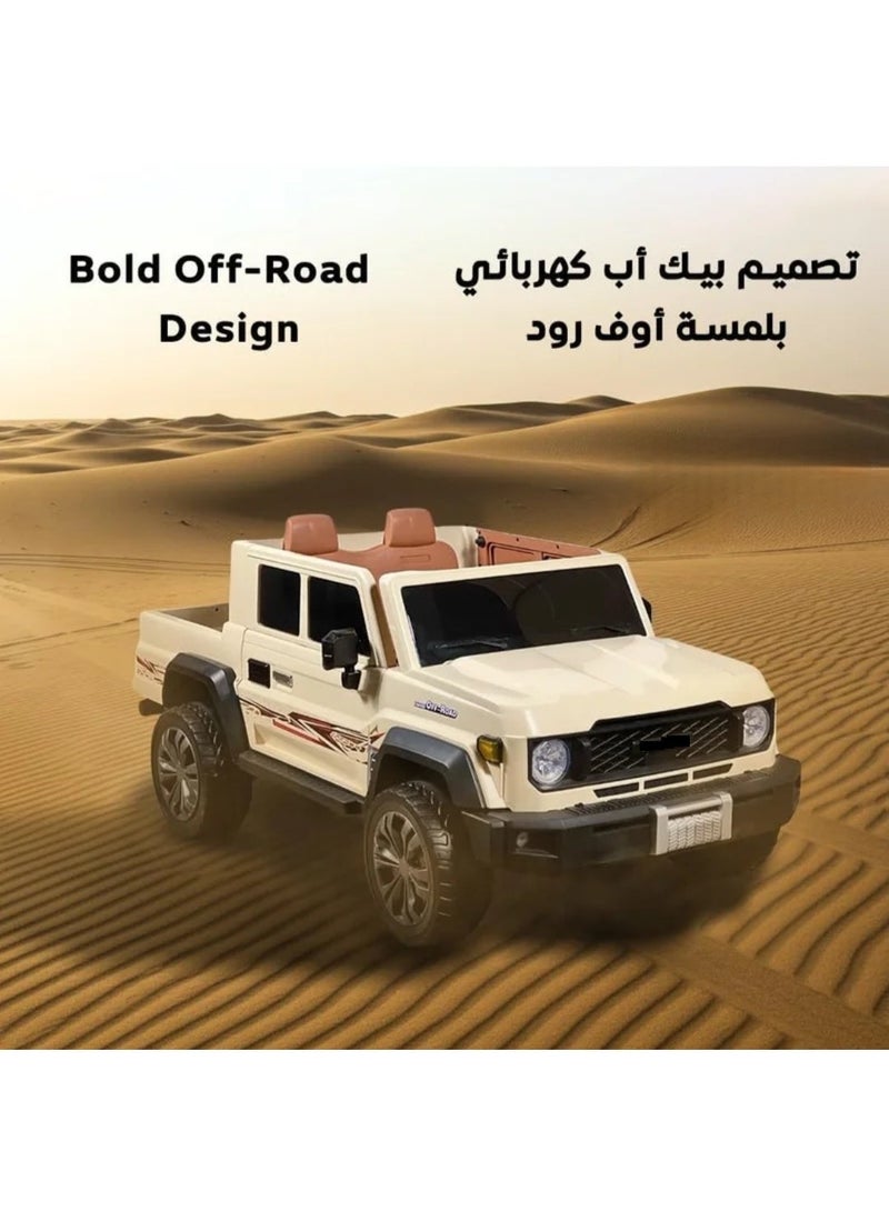 سيارة شاص بيك اب كهربائية للأطفال V12،بــ 4 محركات، مع أضواء LED بلوتوث، و شيلات - Image 2
