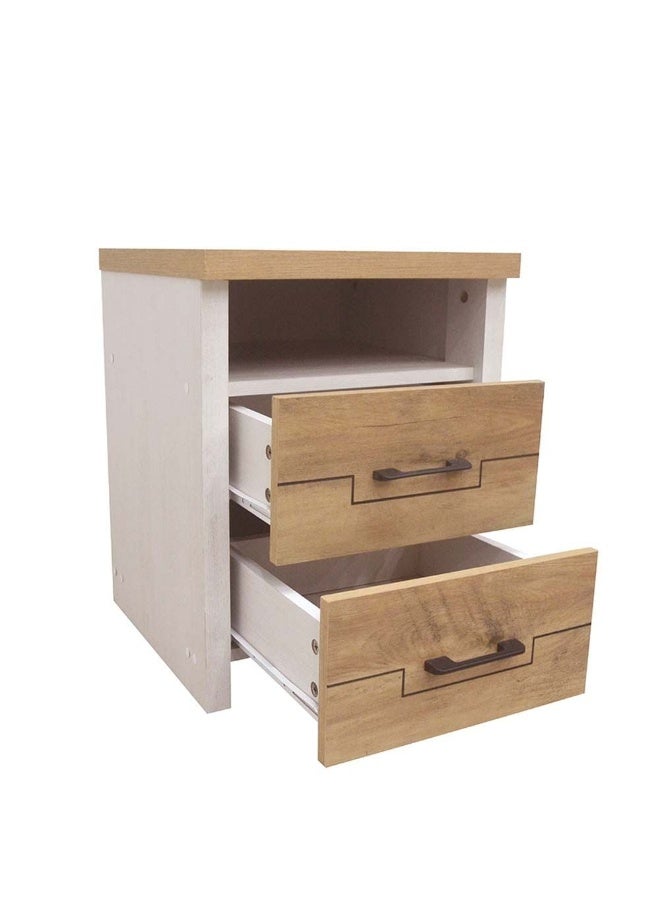 DANUBE HOME Swann 2 Drawers Nightstand Small Dresser With 2 Drawers Bedside Furniture Night Stand End Table Night Stand For Bedroom Living Room - Summer Oak+Pearl White - Image 1