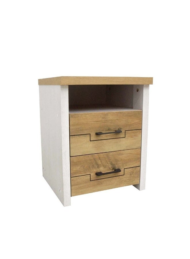 DANUBE HOME Swann 2 Drawers Nightstand Small Dresser With 2 Drawers Bedside Furniture Night Stand End Table Night Stand For Bedroom Living Room - Summer Oak+Pearl White - Image 2