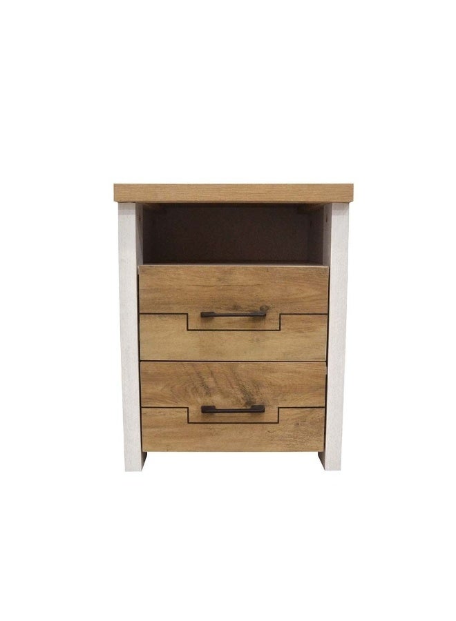 DANUBE HOME Swann 2 Drawers Nightstand Small Dresser With 2 Drawers Bedside Furniture Night Stand End Table Night Stand For Bedroom Living Room - Summer Oak+Pearl White - Image 4