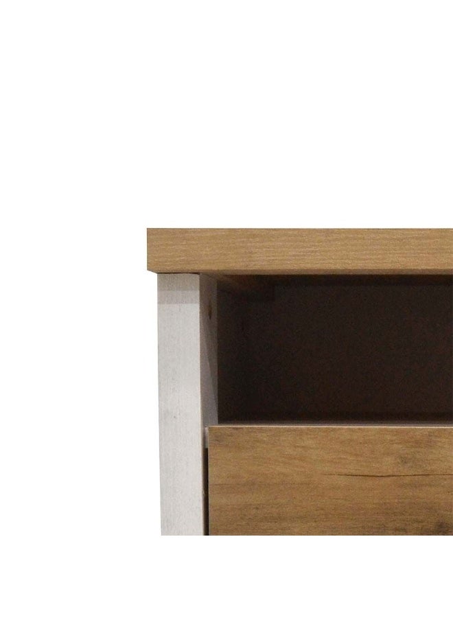 DANUBE HOME Swann 2 Drawers Nightstand Small Dresser With 2 Drawers Bedside Furniture Night Stand End Table Night Stand For Bedroom Living Room - Summer Oak+Pearl White - Image 5