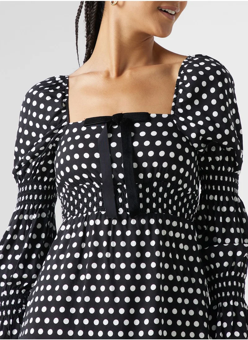 Miss Selfridge Square Neck Tiered Dress