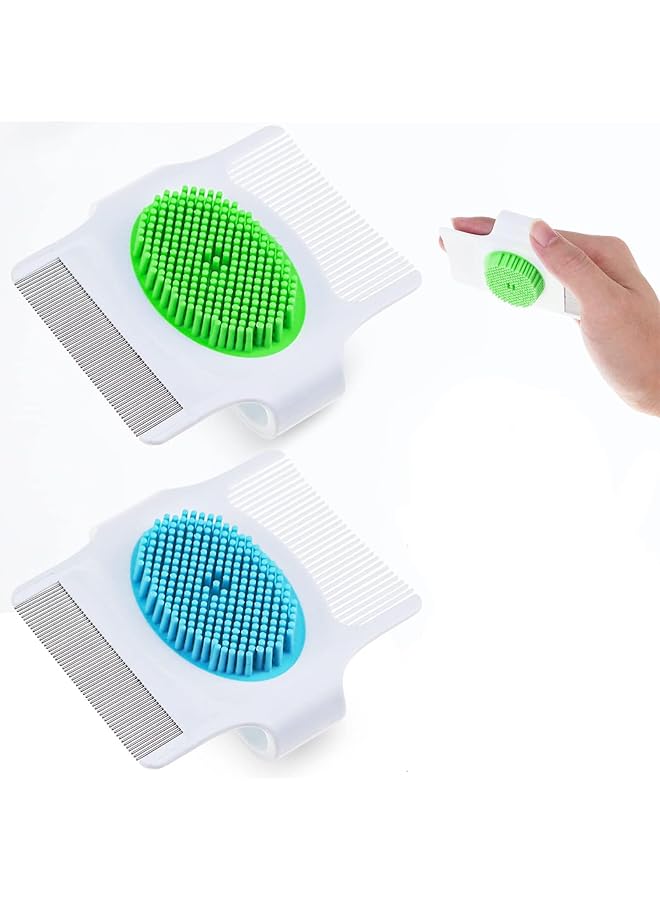 X spring Cradle Cap Brush 2 Pieces Baby Cradle Cap Brush And Comb 3 In 1 Design Cradle Cap Brush Dandruff Cleaning Brush With Soft Rubber Bristles For Help Gently Massage Care Scalp - Image 1