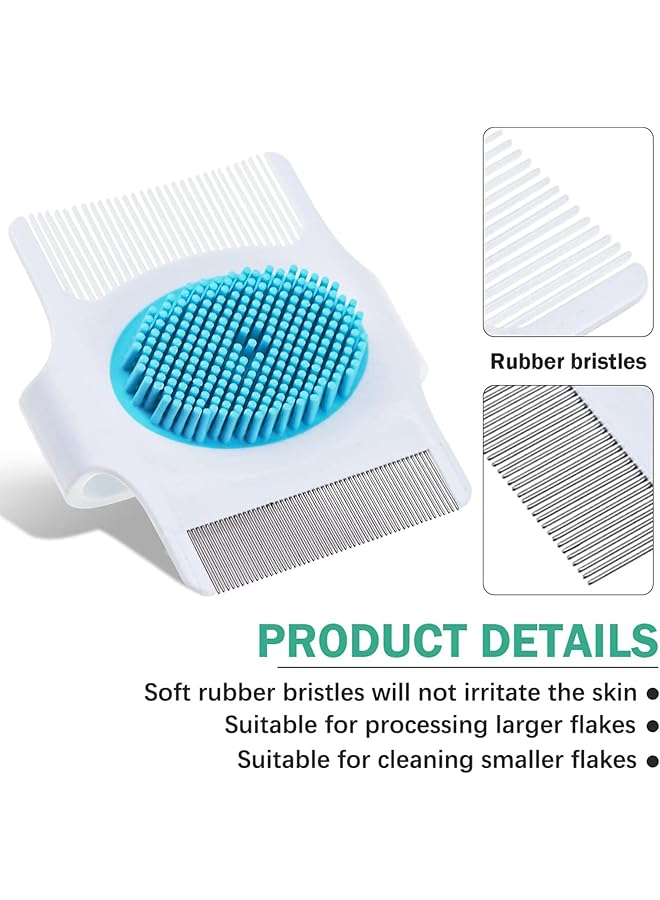 X spring Cradle Cap Brush 2 Pieces Baby Cradle Cap Brush And Comb 3 In 1 Design Cradle Cap Brush Dandruff Cleaning Brush With Soft Rubber Bristles For Help Gently Massage Care Scalp - Image 2