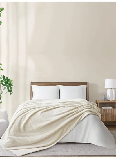 Donetella Fleece Blanket, King Size 210x240 cm, 300 GSM, Waffle Texture - Lightweight Ultra Soft & Warm Solid Throw Blanket, Cozy  for Sofa, Bed & Couch