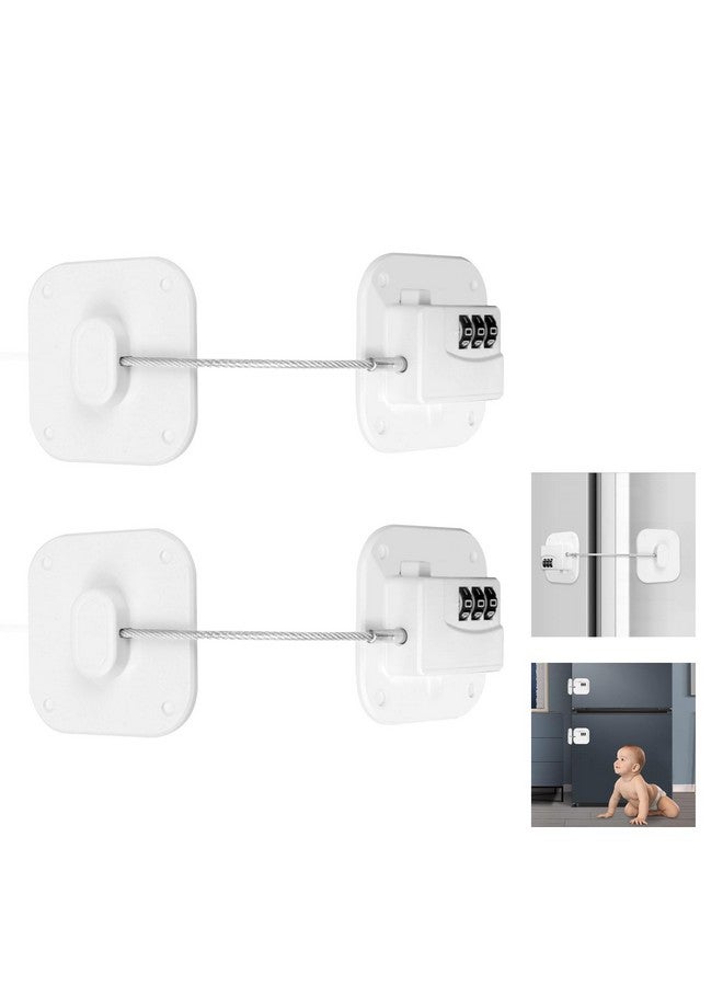 XDENGP Refrigerator Lock 2 Packs, Fridge Lock Easy to Use and Install on Cabinets and Drawers, Fridge Locks for Kids Safety and Security, No Key Required and Surface-Friendly （White） - Image 1
