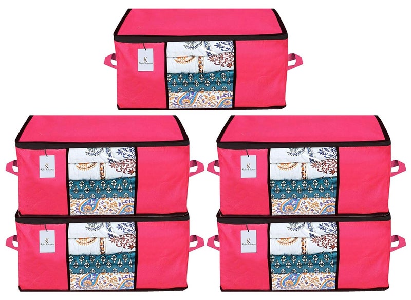 Kuber Industries Underbed Storage Bag Storage Organiser Blanket Cover Set of 5 Pink Extra Large SizeCTKTC23910 - Image 1