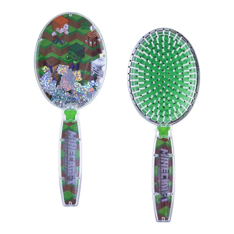 Minecraft Hair Brush with Magical Sparkling Cubes  Confetti Hair Brush Green  Boys Hair Brush Ages 3