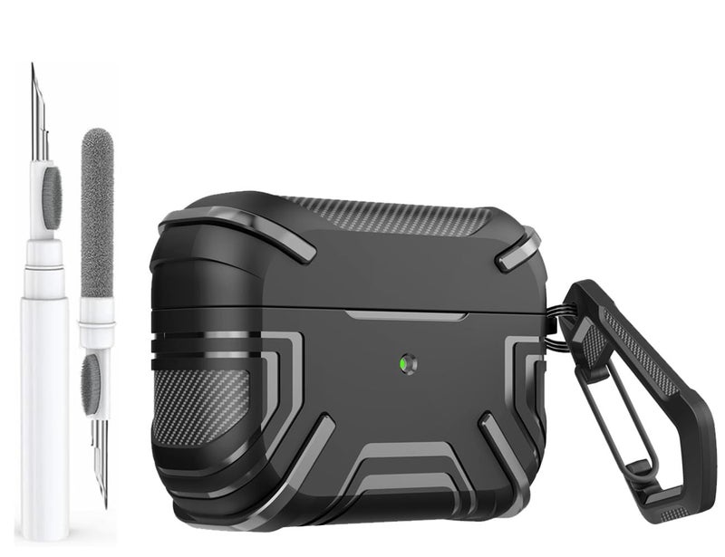 Mizi Rugged Case for Air Pods Pro 2nd Generation 2022/2023 (USB-C/Lightning Cable) / Air pod Pro 2019 Release, Hard Protective Cover - Black - Image 1