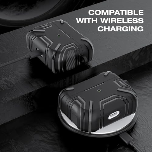Mizi Rugged Case for Air Pods Pro 2nd Generation 2022/2023 (USB-C/Lightning Cable) / Air pod Pro 2019 Release, Hard Protective Cover - Black - Image 4
