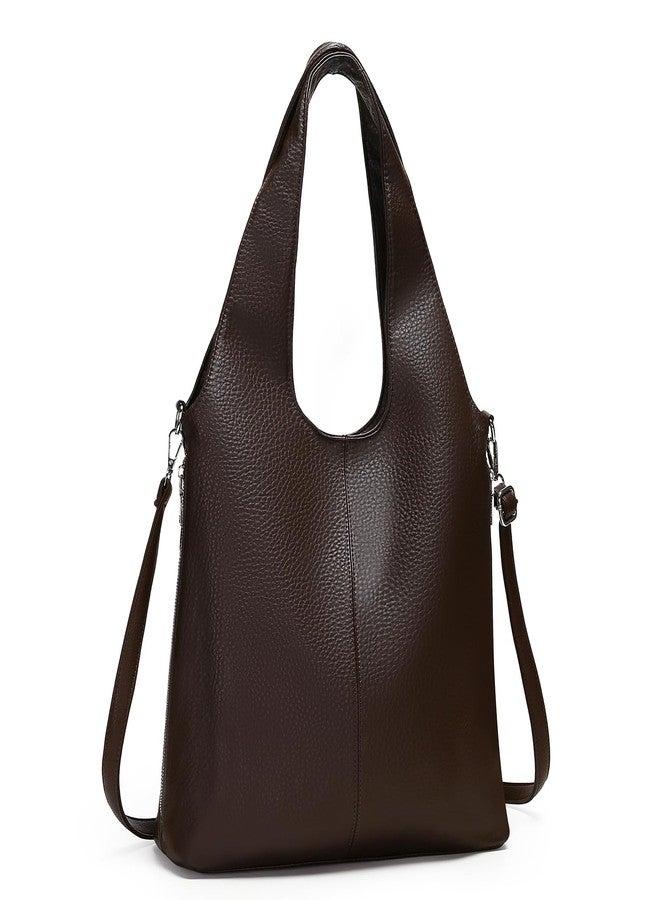 Herald Slouchy Hobo Shoulder Bag for Women Soft Retro Top Handle Crossbody Purses Tote Handbag with Adjustable Strap (Brown) - Image 1
