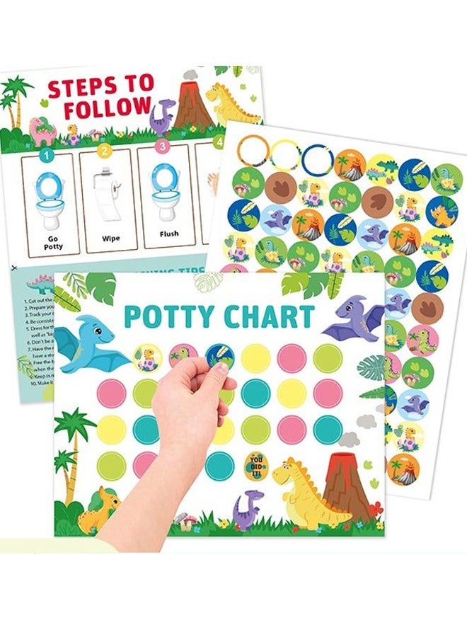 Potty Training Chart for Toddler, Potty Chart for Boys with Stickers, Sticker Chart for Kids Potty Training, Reward Sticker Chart for Preschool Boys Girls Kids (Dinosaur) - Image 1