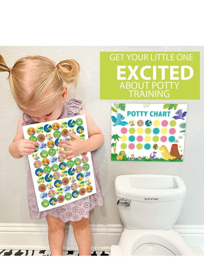 Potty Training Chart for Toddler, Potty Chart for Boys with Stickers, Sticker Chart for Kids Potty Training, Reward Sticker Chart for Preschool Boys Girls Kids (Dinosaur) - Image 2