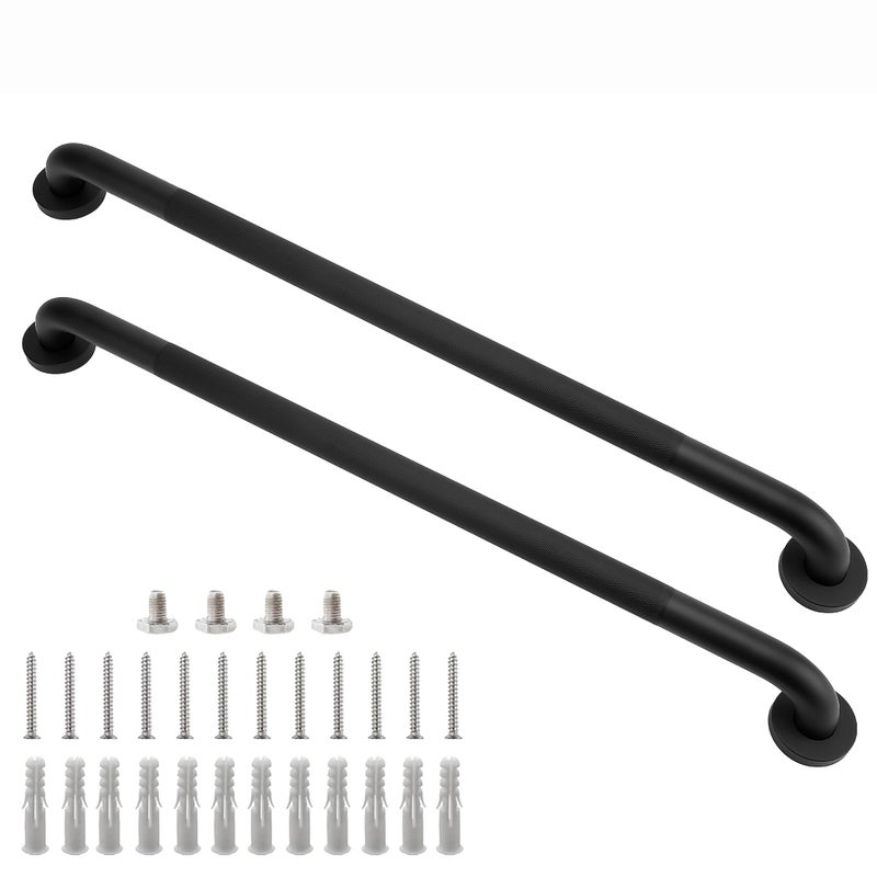 Rackickyer Shower Grab Bar 2 Pack 32 Inch Black Bathroom Grab Bar 125 Diameter 304 Stainless Steel AntiSlip Grab Bars for Bathtubs and Showers Handicap Shower Grab Bar for Seniors Elderly - Image 2