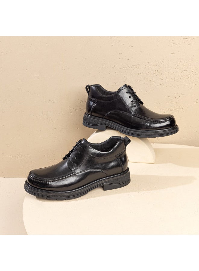 AOKANG Fleece Lined】genuine Leather Business Casual Shoes Winter Warm High-top Lace-up Versatile Comfortable Men's Boots - Image 4