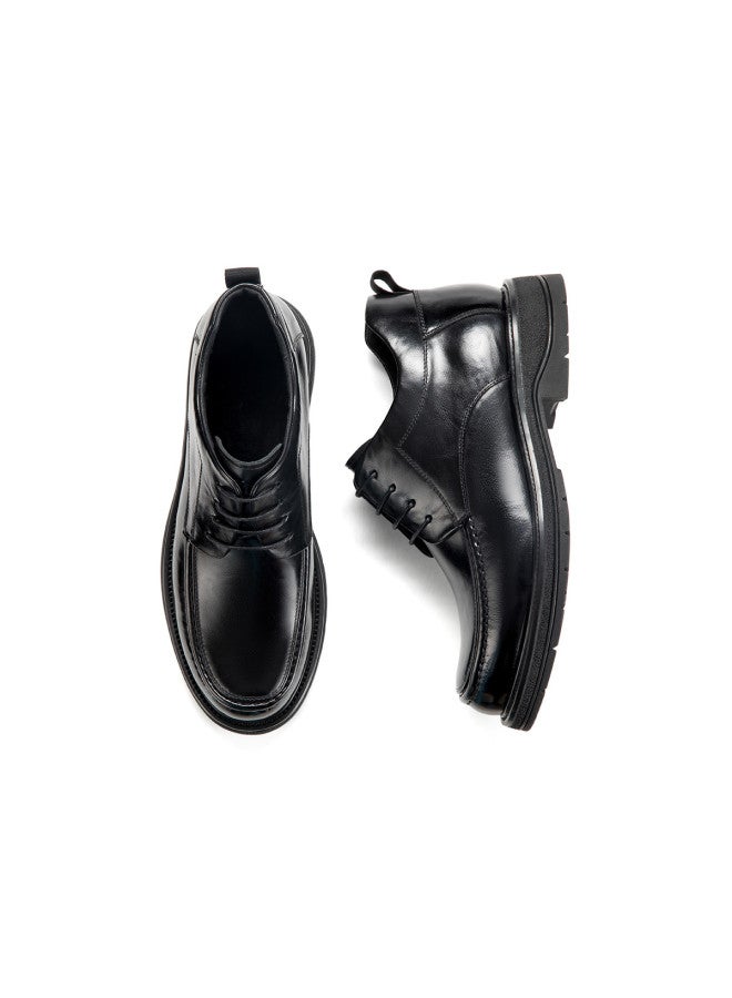 AOKANG Fleece Lined】genuine Leather Business Casual Shoes Winter Warm High-top Lace-up Versatile Comfortable Men's Boots - Image 5
