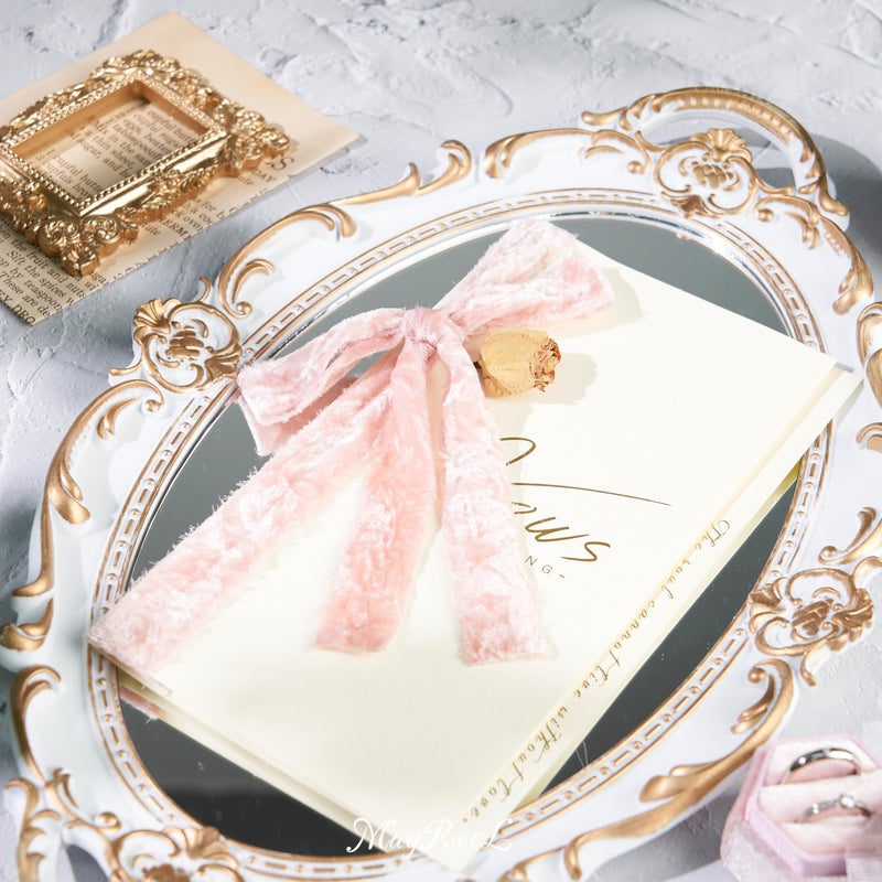 MAYREEL 1 Inch Dusty Rose Crushed Velvet Ribbon Pink Frayed Edge Hand Torn Fringe Ribbon for Valentine's Day Bridal Bouquets Invitations Vow Books Gift Baskets Hair Bows 6 Yards - Image 5