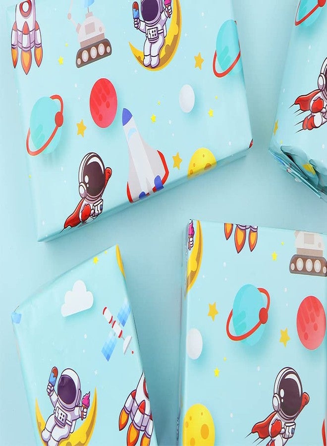 Boerni Out Space Wrapping Paper for Boys Girls Kids, Astronauts Rockets Moon Satellites Probes Planets Pattern Space Galaxy Wrapping Paper for Space Sky Fanatics Women Men Birthday Party Gift Wrap Paper - Image 5