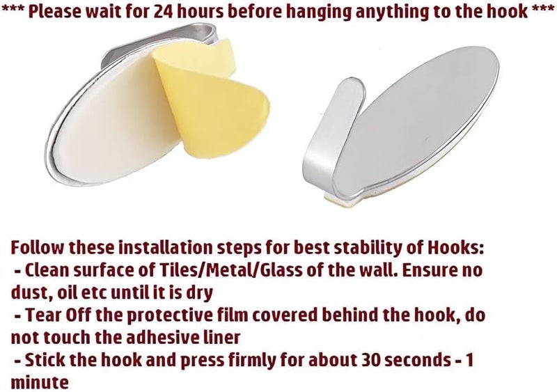 Poaker خطافات حائط لاصقة من ستانلس ستيل 6 قطع من بوكر - Image 5