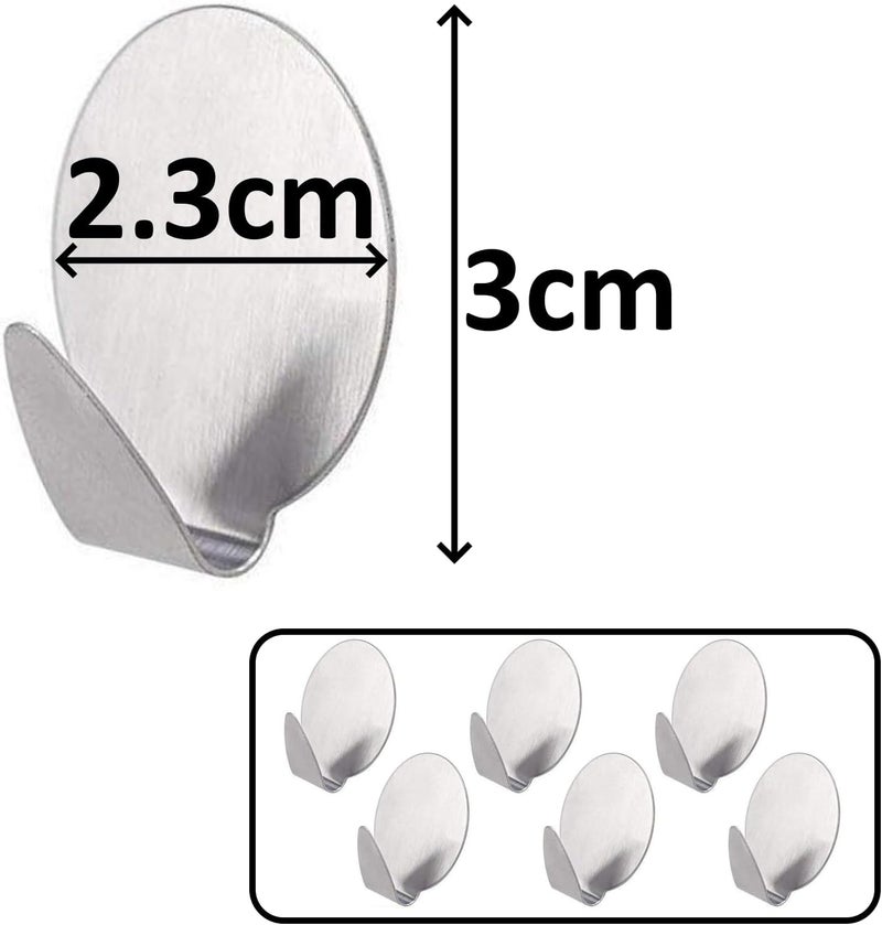 Poaker خطافات حائط لاصقة من ستانلس ستيل 6 قطع من بوكر - Image 2