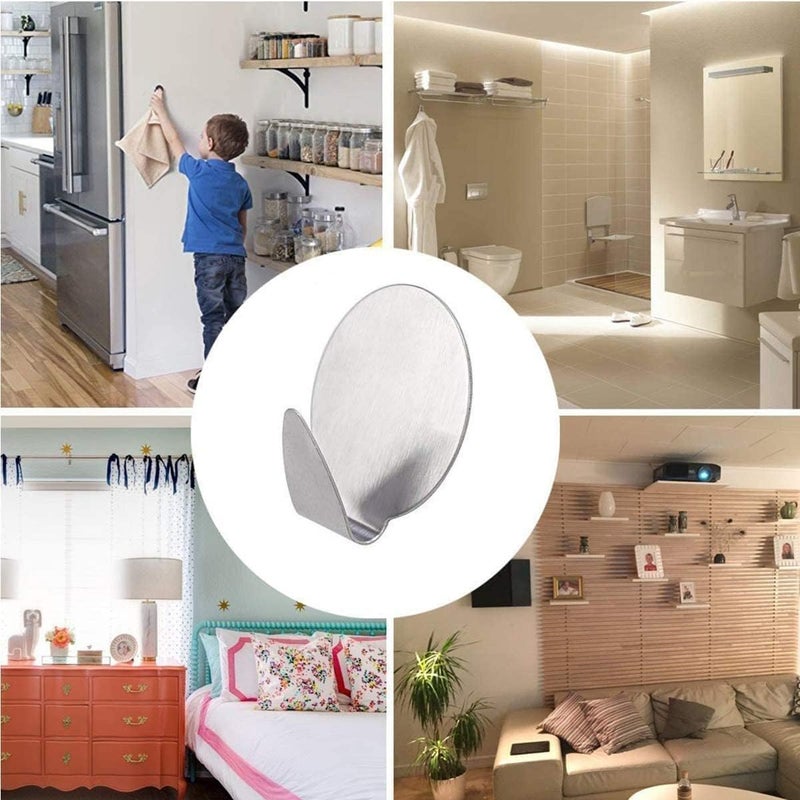 Poaker خطافات حائط لاصقة من ستانلس ستيل 6 قطع من بوكر - Image 4