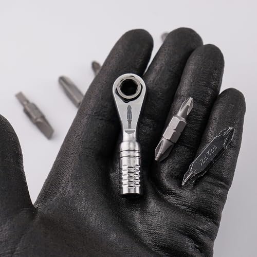 711L Mini Ratchet Wrench TG - One of the World's Smallest 1/4" EDC Ratchet Wrench For Tight Spaces - Stainless Steel - For Double-ended Bits - Image 3