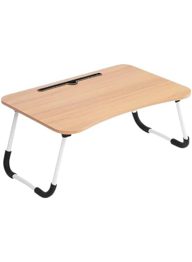طاولة لاب توب خشبية متينة مع أرجل معدنية مضادة للصدأ مع فرامل كوب وحامل تابلت قابلة للطي والتخزين  60 فى 40 فى 28 سم - Image 4