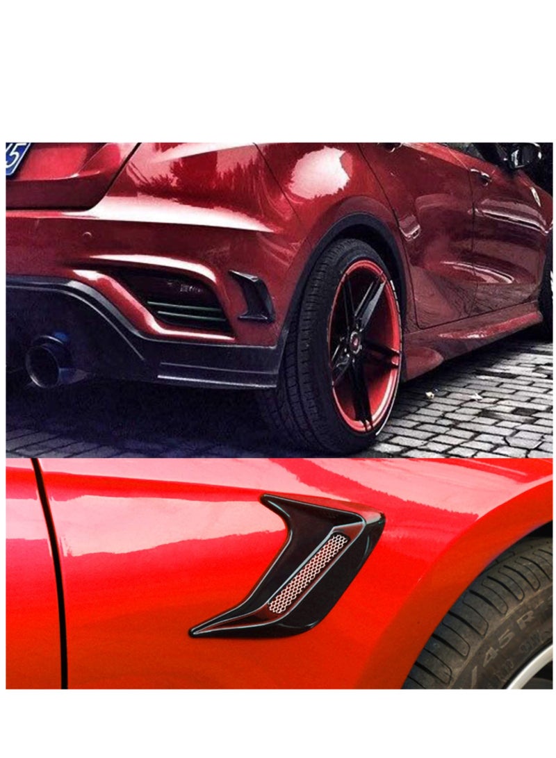 Excefore 2pcs Car Hood Air Flow Vent Sticker Cover Universal DIY Decorative Air Scoop Outlet Flow Intake Hood Vent Bonnet Cover Decor Black - Image 2