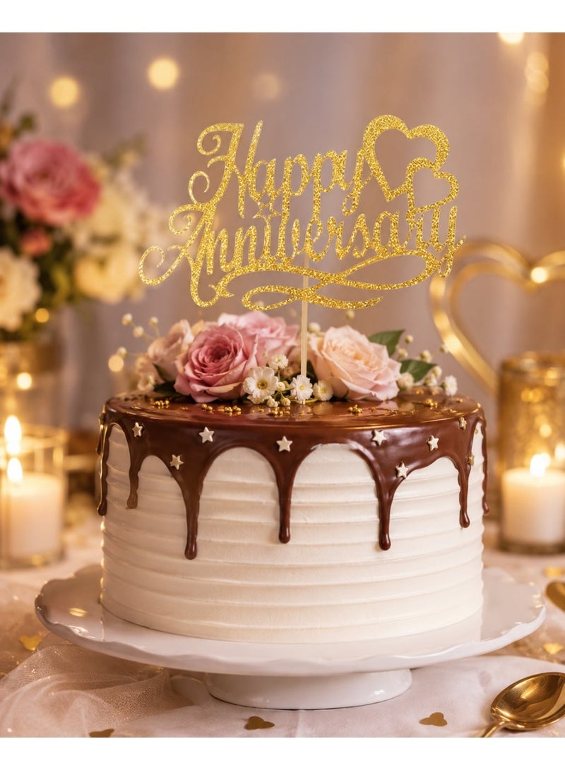 تغريسة لتزيين الكيك لمناسبة عيد زواج , بعبارة ذكرة سعيدة. - Image 1