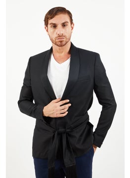 THE KOOPLES Men Regular Fit Jacquard Casual Blazer, Black  - Image 1