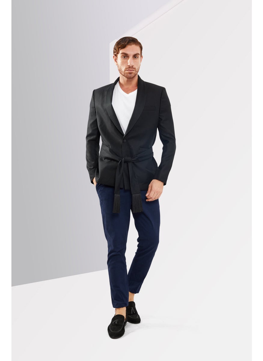 THE KOOPLES Men Regular Fit Jacquard Casual Blazer, Black  - Image 2