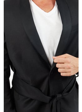 THE KOOPLES Men Regular Fit Jacquard Casual Blazer, Black  - Image 3