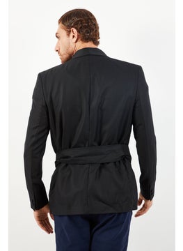 THE KOOPLES Men Regular Fit Jacquard Casual Blazer, Black  - Image 4