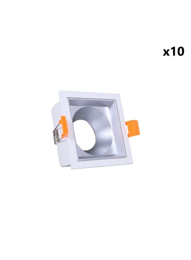 Jana Light Empty square plastic spotlight, white and silver, Jana Light LT-231 quantity 10 - Image 1