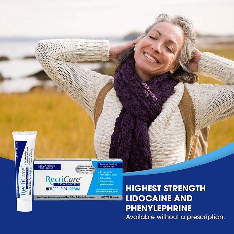 Recticare Advanced Hemorrhoidal Cream: Advanced Treatment to Shrink & Soothe Hemorrhoids - Itch, Pain, Burn Relief - 30g Hemorrhoidal Cream with Lidocaine - Image 4