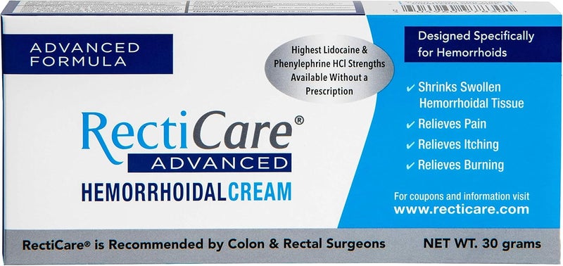 Recticare Advanced Hemorrhoidal Cream: Advanced Treatment to Shrink & Soothe Hemorrhoids - Itch, Pain, Burn Relief - 30g Hemorrhoidal Cream with Lidocaine - Image 1