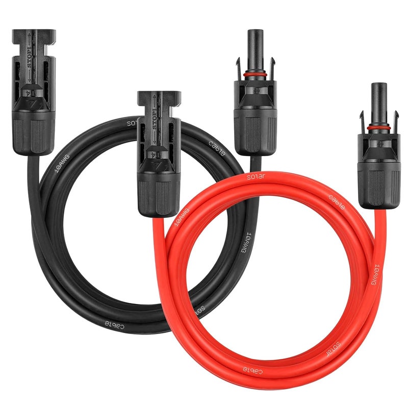 YDDECW Solar Panel Extension Cable - 10AWG 5FT Solar Wire Cord 10 Gauge PV Wire with Female & Male Waterproof Connector for RV, Photovoltaic Systems, Home, Boat, Solar Panels, Car(5ft Red + 5ft Black) - Image 1